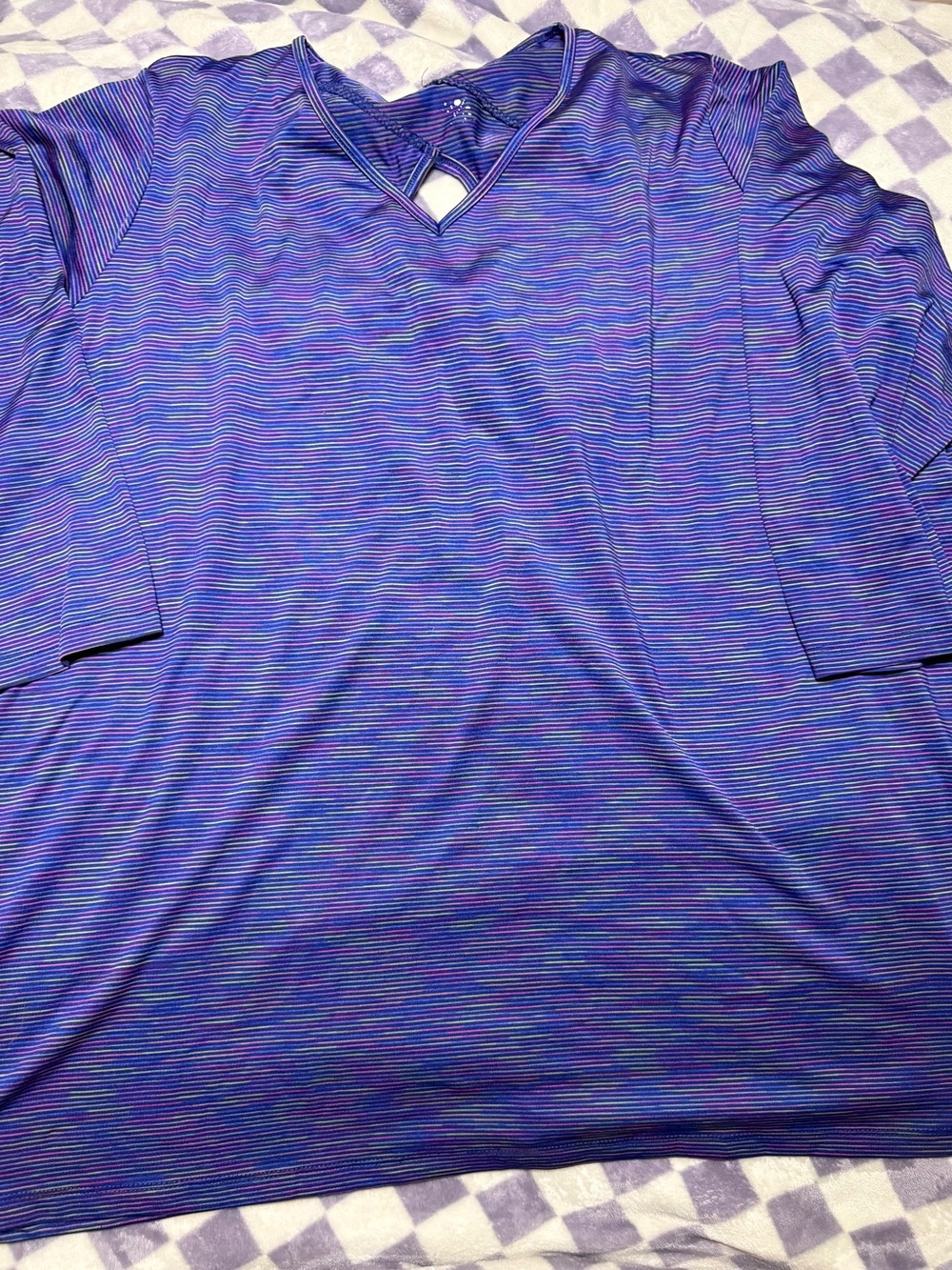 Striped Violet-Blue V-Neck Tunic